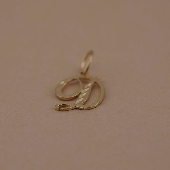 14k Real Gold Initial "D" Pendant | Charm- Real 14k Gold Letter "D" Pendant for - Picture 5 of 8